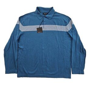 DSTRCT&row Long Sleeve Henley Men's XXL Denim Blue Collared Two Buttons NEW NWT